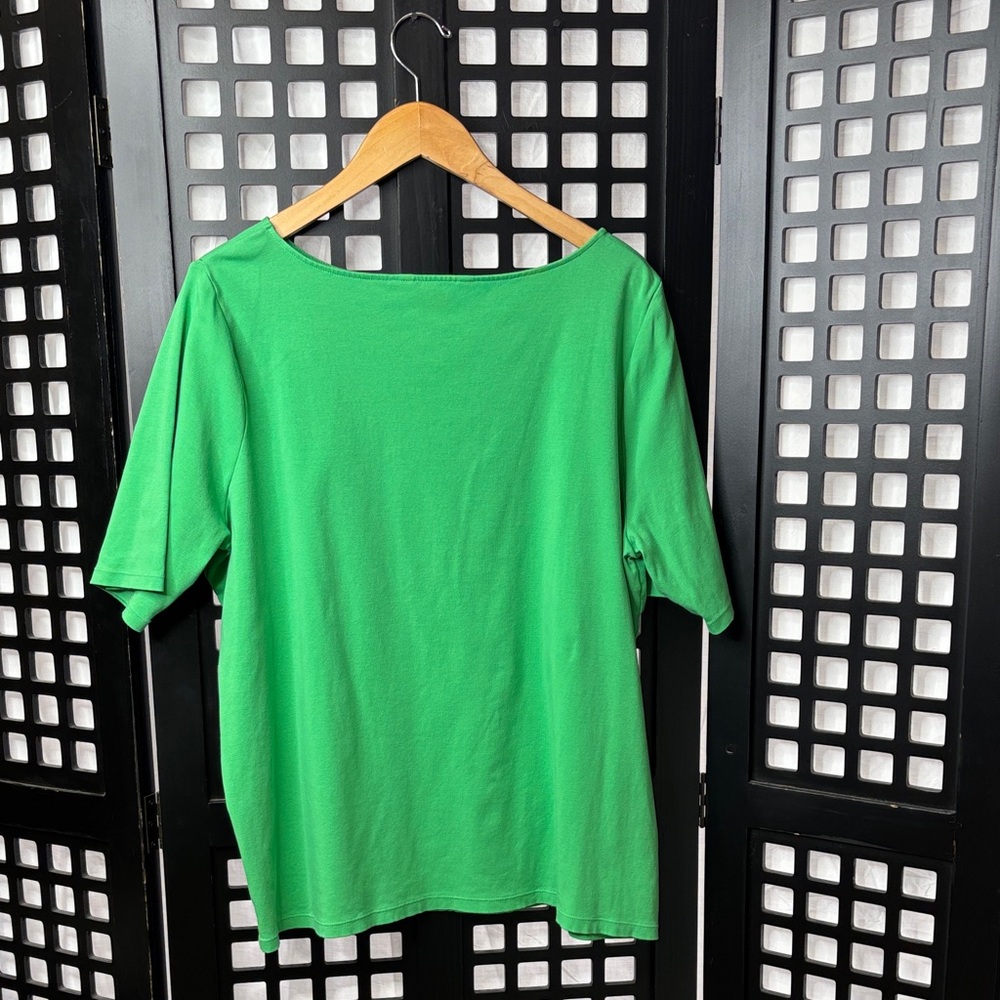 💚 Lauren Ralph Lauren Relaxed Top Women 3X Green Crew Stretch Soft Comfy💚 - Picture 7 of 13